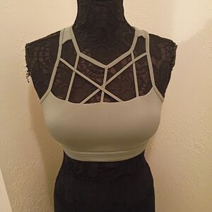 BuffBunny Olive Green Strappy Sports Bra